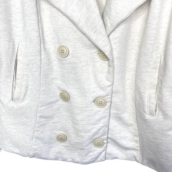 Lucky Brand Womens Cream 100% Cotton Double Breasted 2 pocket Pea Coat Sz Large - Picture 6 of 10